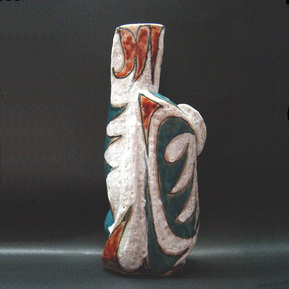 ELIO SCHIAVON Guerriero , vaso scultura , h.cm.36,5x17, anni 60