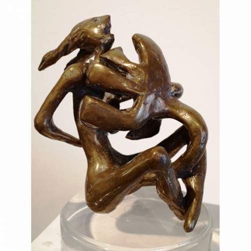  CLAUDIO TREVI (PD 1928 – BZ 1987) "Leda ed il cigno", scultura in bronzo, cm.17x9x19, anni 70, firmato