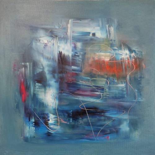 Lorena Ulpiani , "Figlio del temporale", olio su tela, h.cm.60x60x 2 , 2020