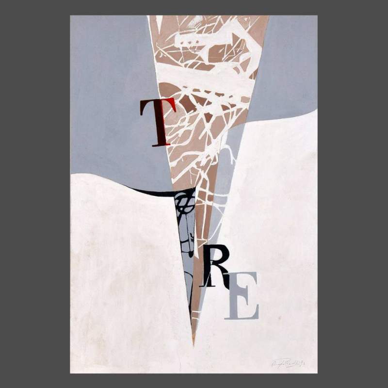 Angelo Rinaldi| "Tre"| acrilico su cartapaglia| cm. 60x44| anno 1993